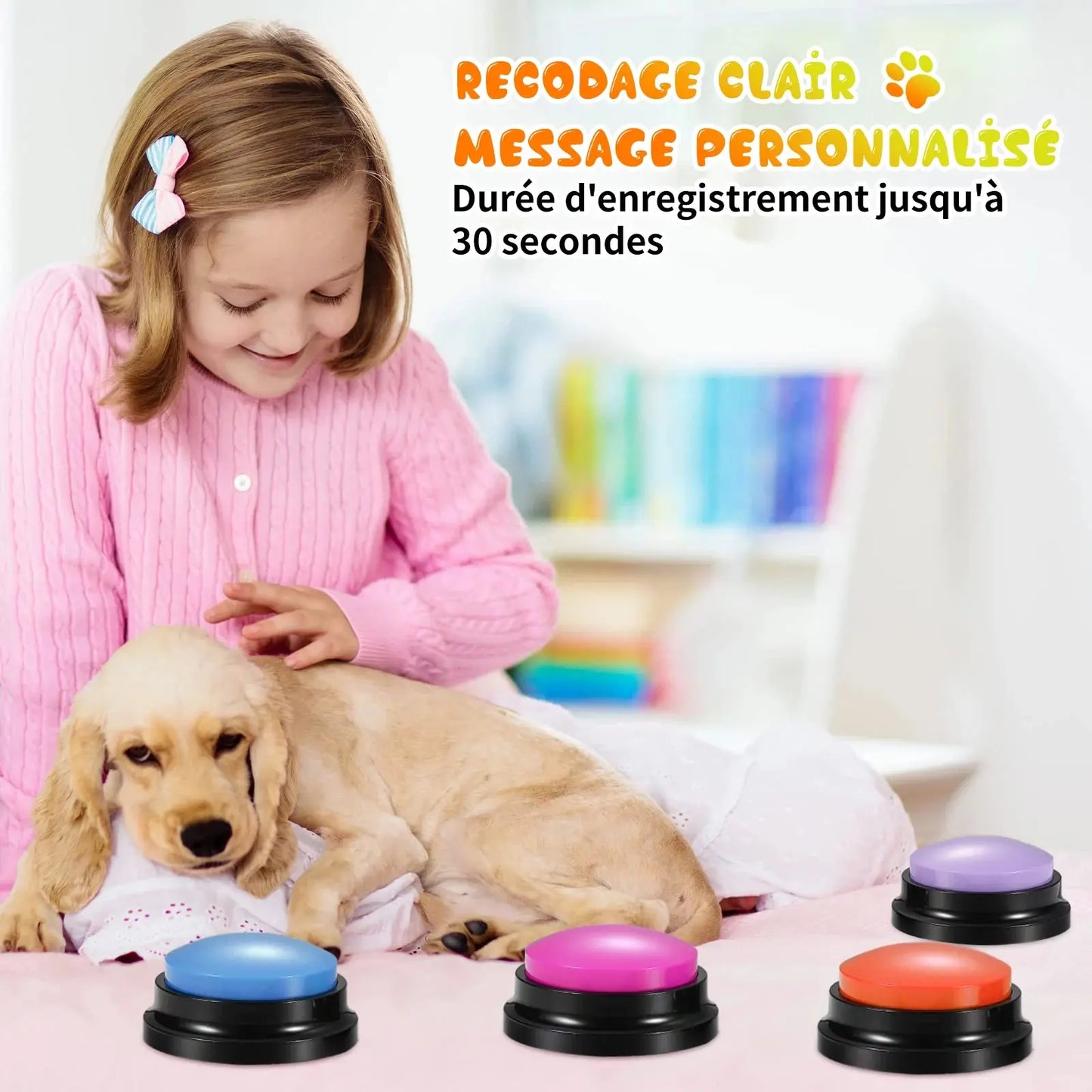 Jouets pour animaux de compagnie avec bouton statique vocal, enregistreur, boutons pour chien &chat, communication, boutique des chats