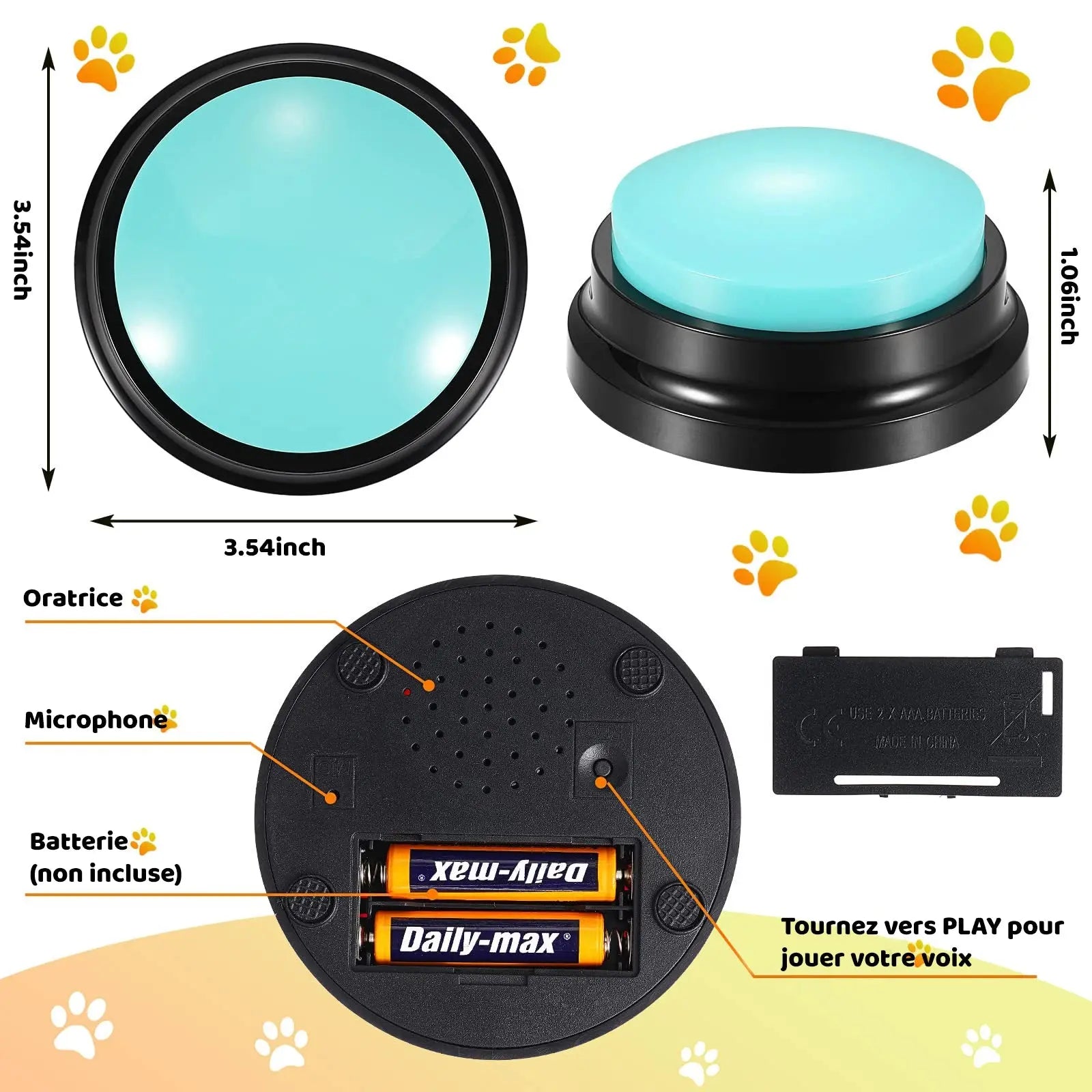 Jouets pour animaux de compagnie avec bouton statique vocal, enregistreur, boutons pour chien &chat, communication, boutique des chats